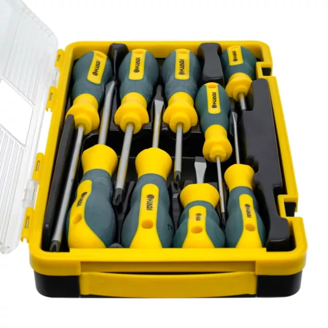 Huaqi 9Pc Precision Magnetic Insulated Screwdriver Tool Set Soft Grip With Case