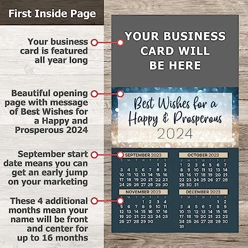 2024 PEEL AND Stick Business Card Calendars Box of 100