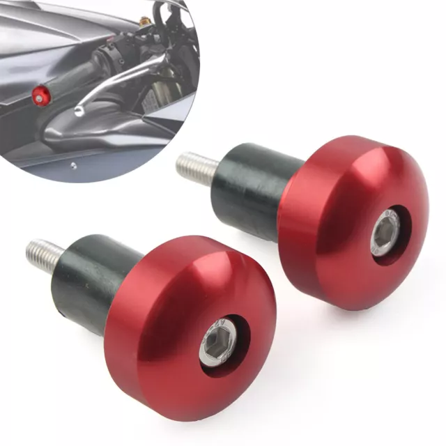 1 Pair Red Aluminum Handlebar Grips Bar End Slider Cap for YAMAHA YZFR1 YZF-R1