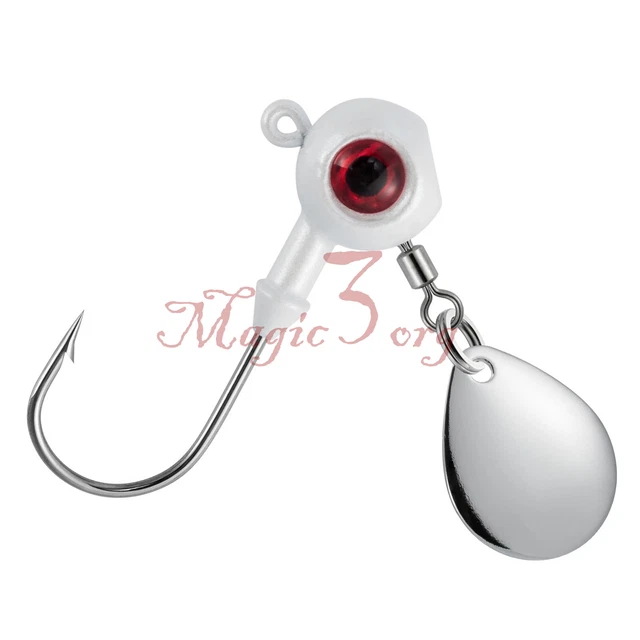 10PCS FISHING UNDERSPIN Jig heads With Round Spinner Blade Bass Crappie