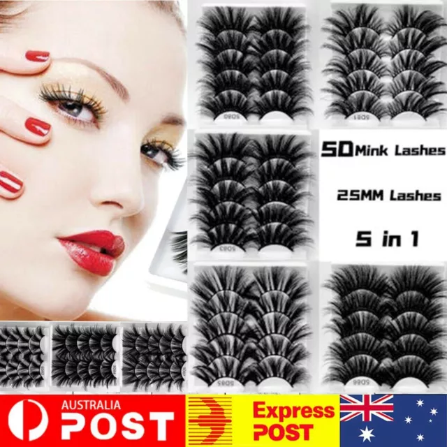 5 Pairs Mink 5D Natural Thick False Fake Eyelashes Eye Lashes Makeup Extension