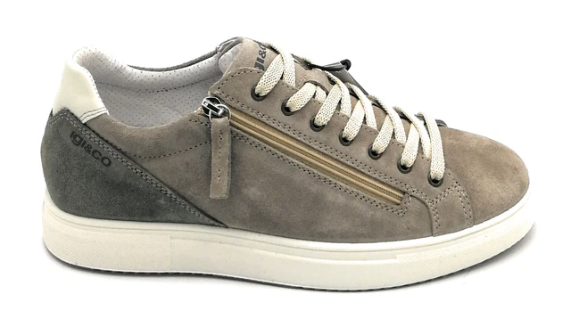 Igi & co 1620522 Basket Daim Tortora-Verde Militaire Fermeture Éclair Latérale D