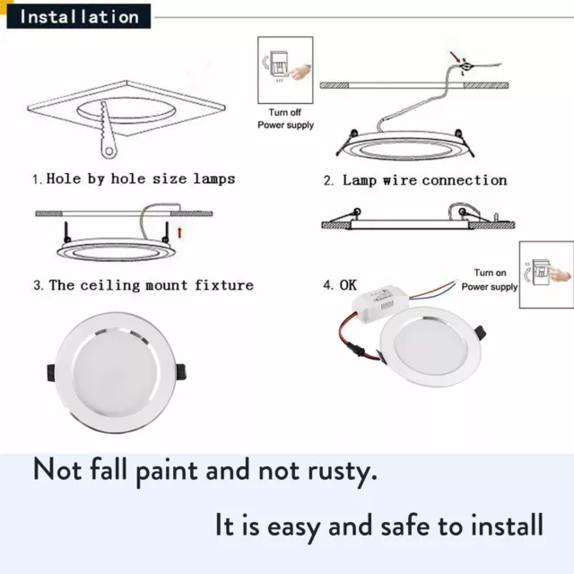 Dimmable LED Panel Ceiling Light Downlight Recessed 3W 5W 7W 9W 12W 15W 18W Lamp 3