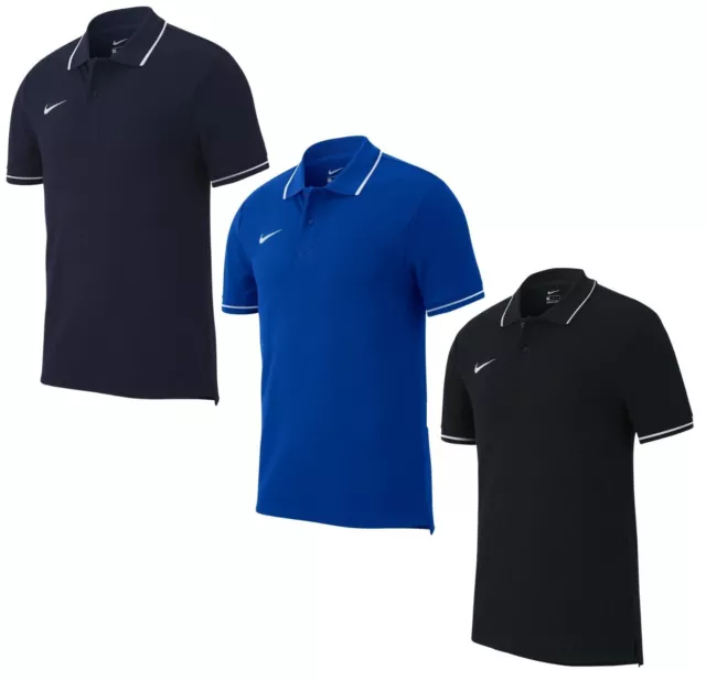 Men's Nike Polo Shirt T-Shirt Pique Top - Cotton - Blue, Navy & Black