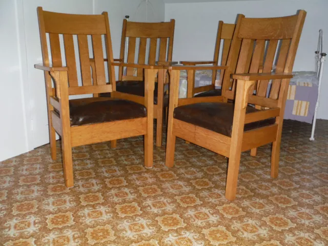 4 Mission Style Chairs In Wood 3