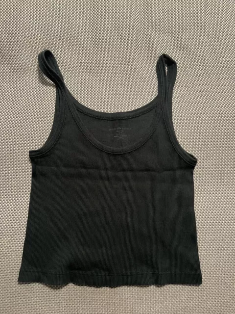 NWT Brandy Melville Forest Green Ribbed Cropped Cami Tank Top One Size OS