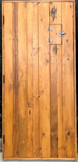 Rustic reclaimed lumber square top door solid wood wine cellar castle iron cage 3