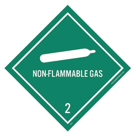 NMC DL6ALV Non-Flammable Gas 2 Dot Placard Label, Material: Pressure Sensitive