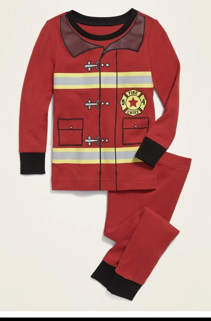 Toddler Boy's SZ 18-24mo Fire Fighter Costume Style Pajama Set NWT
