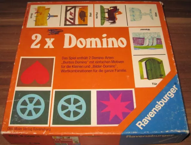 2 x Domino - Ravensburger 1975 Vintage Bilder Wörter Lege Kinderspiel ab 4 Jahre