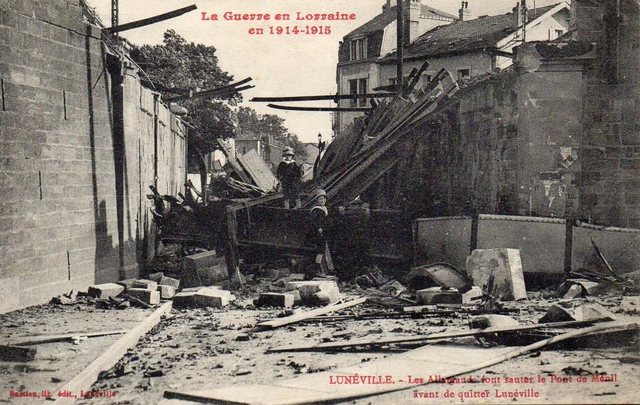 Cpa Luneville Les Allemands Font Sauter Le Pont De Menil 54 Meurthe Et Moselle