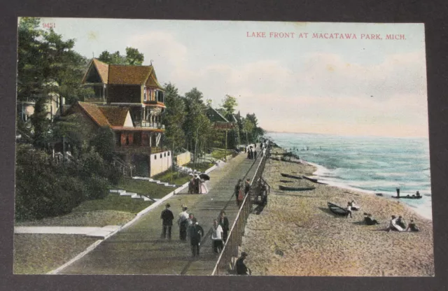 Lake Michigan Macatawa Park Lake Front Holland Ottawa County Mich Early Postcard