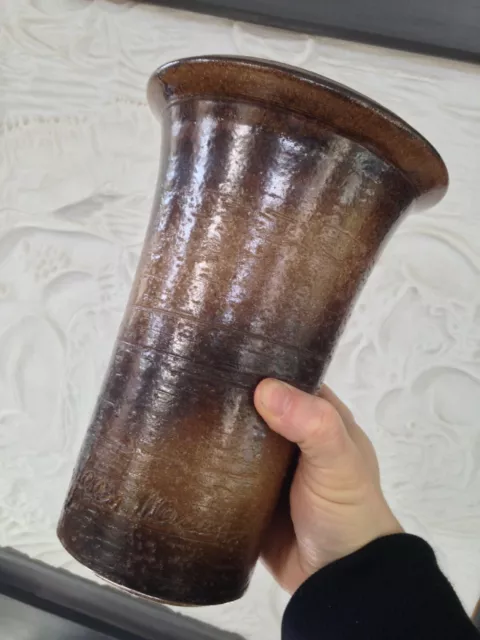Grand vase cornet grés signé Jean marais
