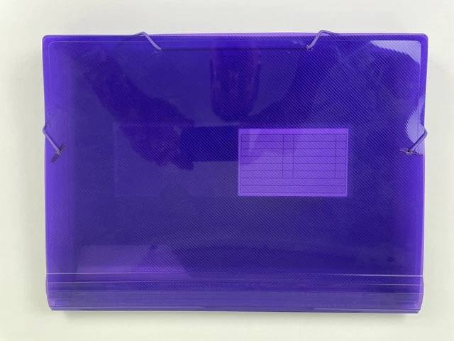 Purple Accordian File Organizer 7 Pocket Expanding File Folder Plastic NO Labels