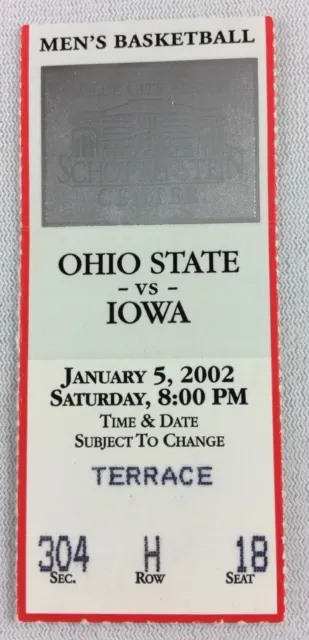 CBK 2002 01/05 Iowa at Ohio State Basketball Ticket-Reggie Evans