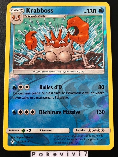Pokemon Card KRABBOSS 47/214 RARE Reverse Sun & Moon 10 SL10 EN NEW