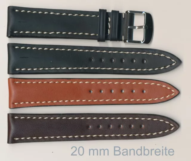 ECHT JUCHTEN UHRENBAND 20-18 + 22-20 mm mit Ziernaht, insbesondere für Breitling