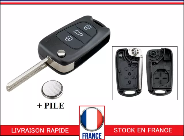 coque cle plip télécommande pour  KIA Rondo Sportage Soul Rio 3 boutons + PILE