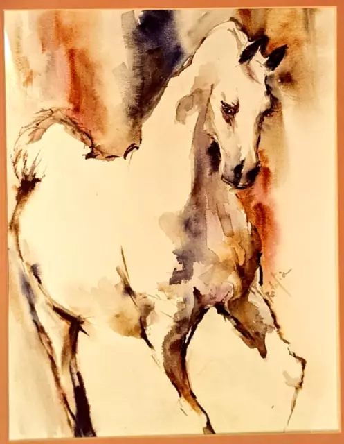 ARABIAN HORSE WATERCOLOR BY ARTIST RAFALIA? LAMINATED COPY  11" x 14"