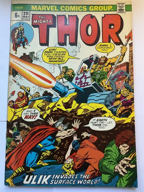THE MIGHTY THOR #211 Marvel Comics 1973 UK Price VF/NM