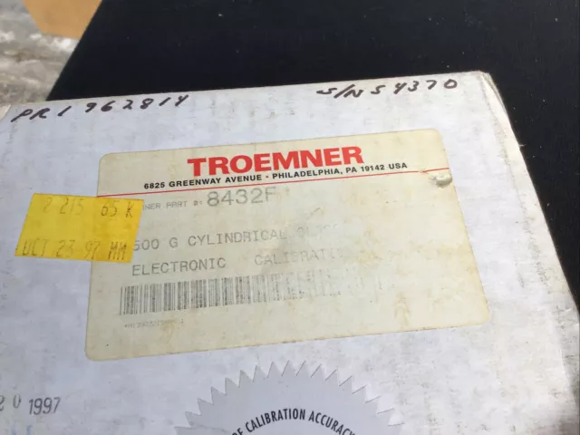 Troemner 500 G Cylindrical Class 4 Electronic Calibration P/N:8432F