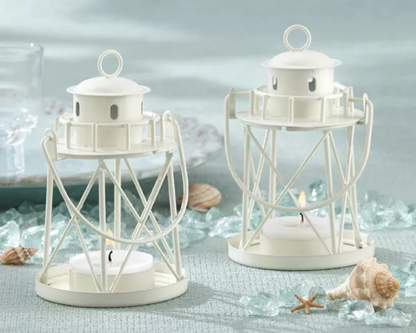 24 White Mini Lighthouse Lantern Beach Wedding Table Decor Favors Lot MW30024