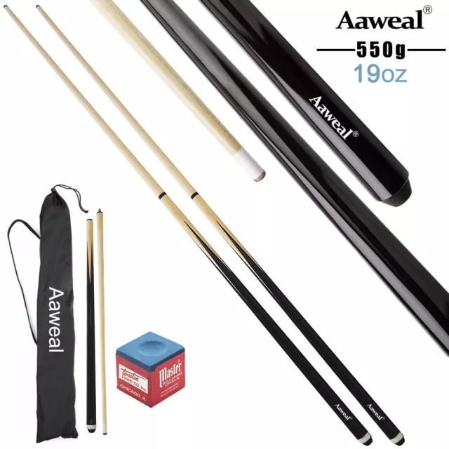 SET OF 57" WOODEN POOL SNOOKER CUE Billiards Sticks SET 2-Piece Cues Free Case