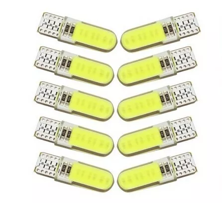 Ampoules T10 LED W5W COB 6500K Blanc Veilleuse lampe Lumiere interieur 10pcs