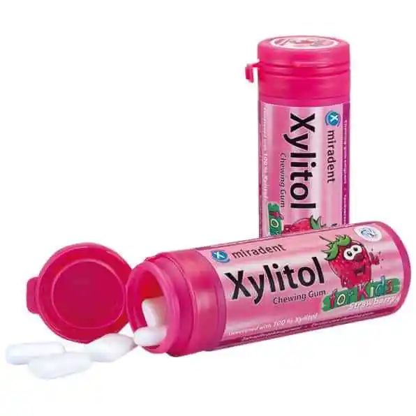 miradent Xylitol Chewing Gum Erdbeere für Kinder 30 g K