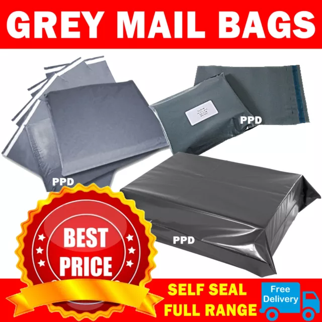 Grey Mailing Bags Strong Poly Postal Postage Post Mail Self Seal All Sizes Cheap