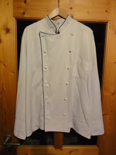Herren Arbeitsjacke Kochjacke Baumwolle Gr. 56 Konditor Jacke weiß blauer Rand