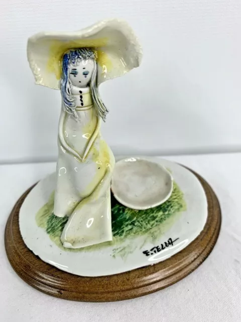 Emilio Tezza Girl Sitting Next To Plate 327 Signed Italian Figure 4 x 3.5 0