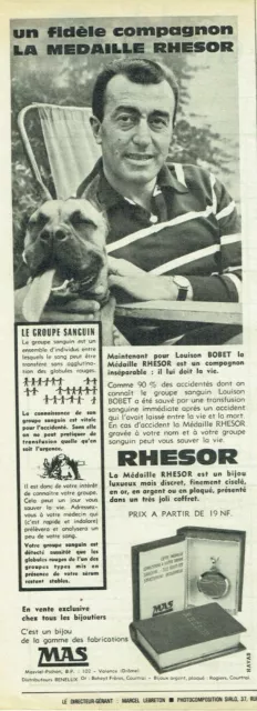 Publicité Advertising 0222 L 1962  médaille Rhesor groupe sanguin Louison Bobet