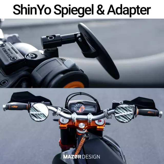 Shin Yo Spiegel SET kompatibel mit KTM 690 SMCR Supermoto Enduro -  Komplettset PlugNplay Shin Yo & Neubert Racing inkl. Adapter Schrauben und  Montagehilfe : : Auto & Motorrad