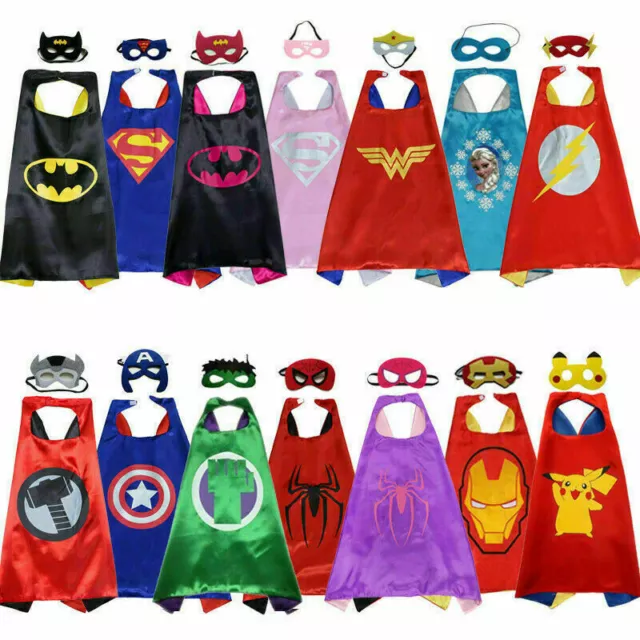 Kids Boys Superhero Cape And Mask Dress Theme Party Fancy Capes Cosplay Costume.