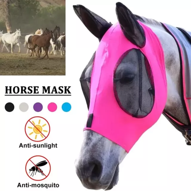 Horse Wear Masters Fly Mask Stretch Bug Eye Saver with Ears Lycra Hood Fly Mask 3