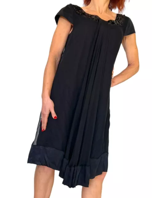 PHILOSOPHY DI ALBERTA Ferretti Womens Black Silk Sequin Cap Sleeve ...