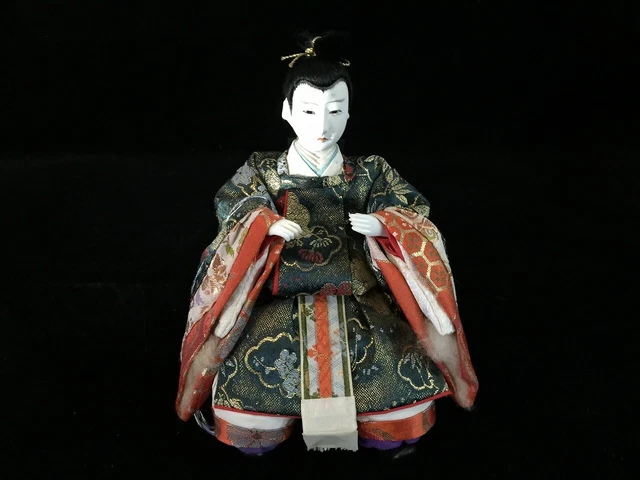 J0516 Japanese HINA Doll KIMONO Man Boy Statue Vintage Okimono Interior