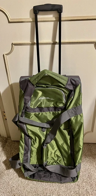 Eddie Bauer Expedition 26” Rolling Duffel Bag, Gray & Green, Hard Bottom, NWOT