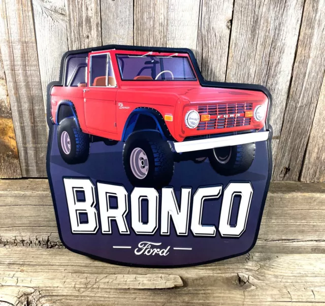 Ford Bronco 12"  Embossed Metal Tin Sign Vintage Man Cave Garage Gas New