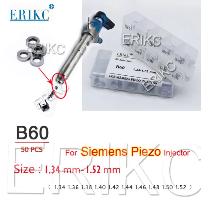 ERIKC 50PCS Shim Adjusting Gasket B60 1.34-1.52mm for Siemens Piezo Injector