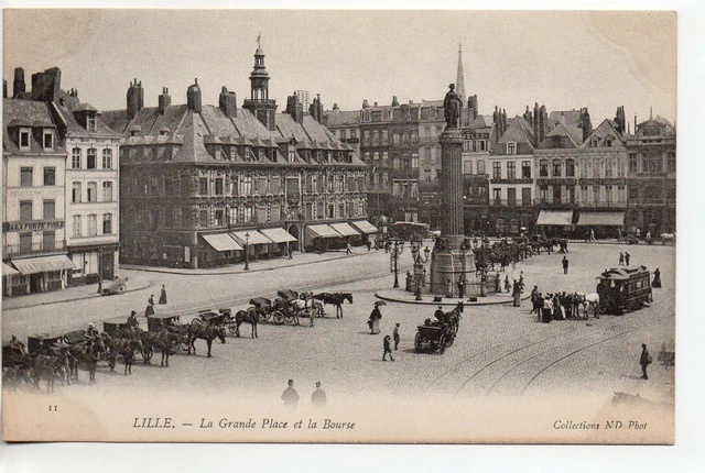 LILLE - Nord - CPA 59 - les attelages de la grand'Place - tramway à cheval Pp