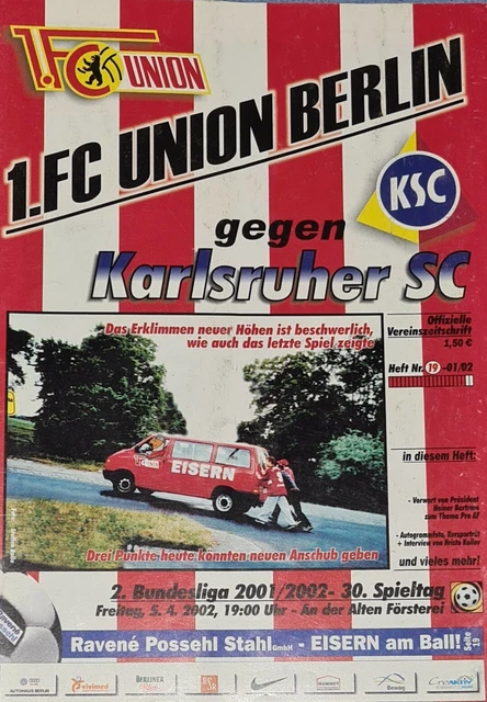 2001/02 2.BUNDESLIGA KARLSRUHER SC 1.FC Union Berlin EUR 1,00
