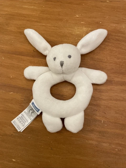Petit Lapin Bleu En Peluche Avec Hochet Cheval Rose – Années 80/90
