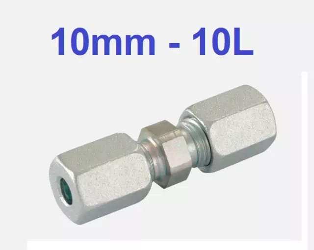 10L EQUAL STRAIGHT HYDRAULIC COMPRESSION FITTING/COUPLING TUBE PIPE JOINER 10mm
