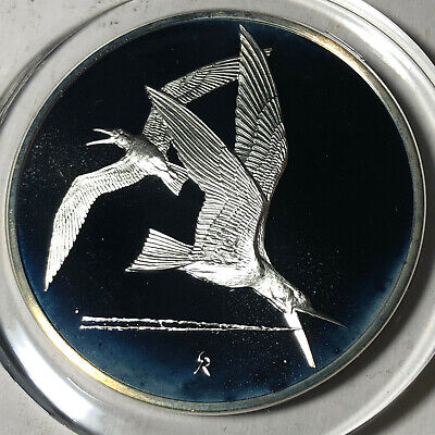 1971 Franklin Mint Robert Bird Black Skimmers 2 Ounce Silver Proof Medal
