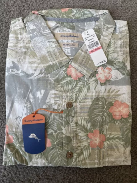 New Tommy Bahama 3XL SS Button Down Camp Shirt BEACH MODE 569 CONTINENTAL