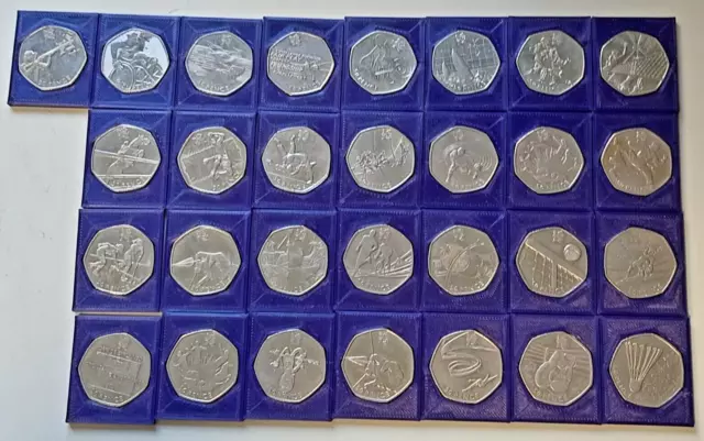 Full Set of 29 Olympic Collectible UK 50p  Coins. Previously Circulated