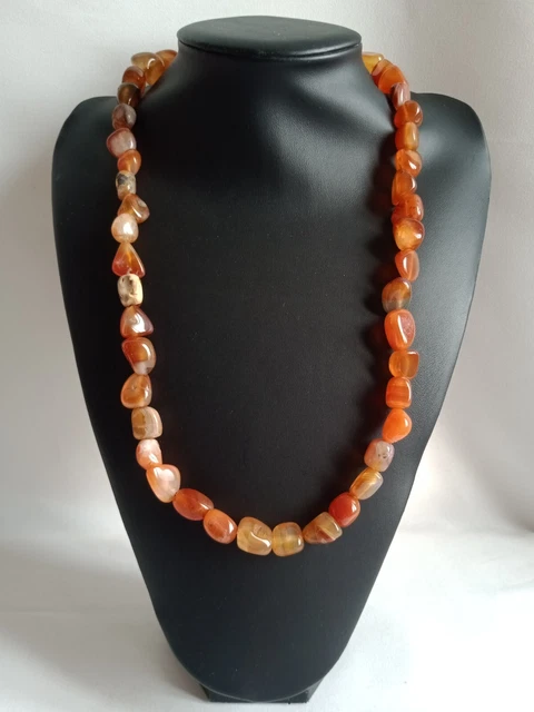 Collier Ancien En Pierres Naturelles - Quartz, Agate, Cornaline… Montage 'en Cage' - Occasion