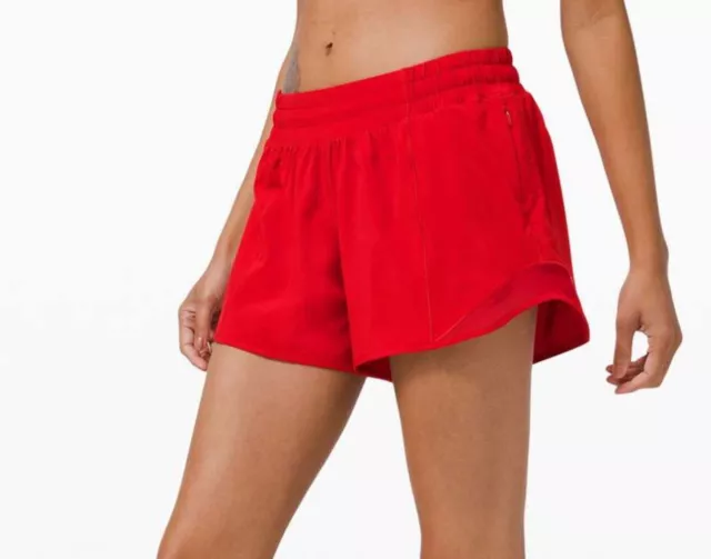 Lululemon Hotty Hot Low Rise Lined Short 4"  Red Athletic Running Size 10 Tall